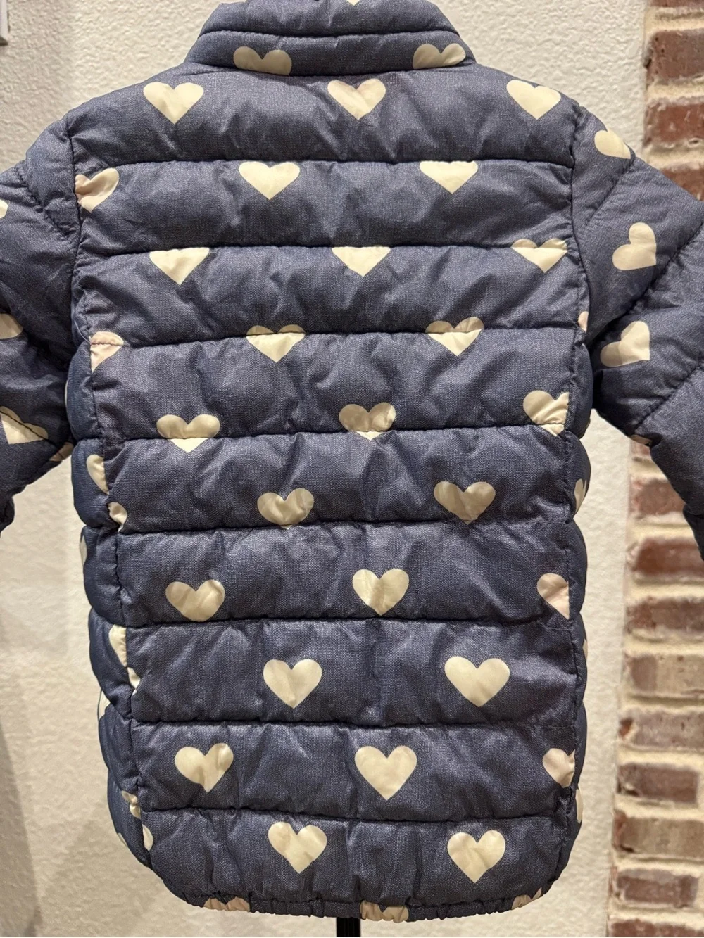 Baby Gap Kids Navy & White Heart Print Puffer Jacket / Coat Girls Size 5